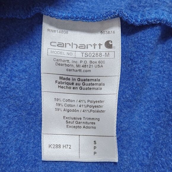 Carhartt Loose Fit Hooded Sweatshirt Hoodie Logo Sleeve Blue Men's Small - Picture 8 of 12